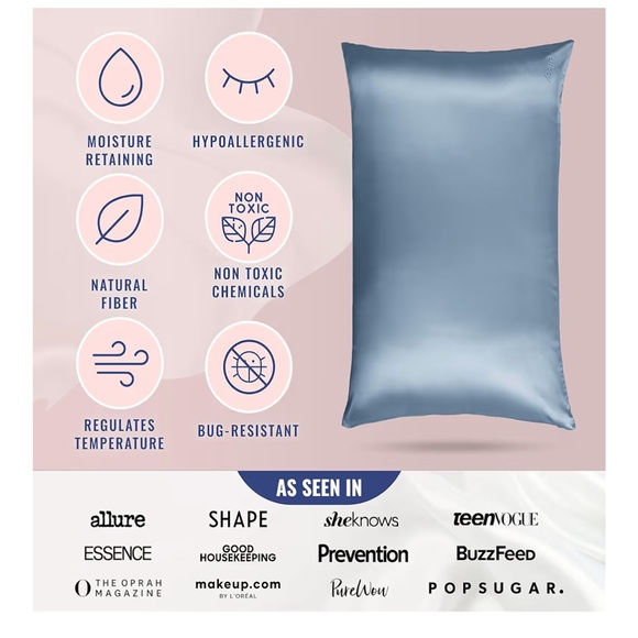 NEW Blissy Silk Pillowcase - 100% Pure Mulberry Silk - Picture 2 of 9